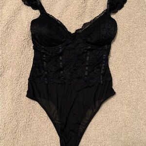 Black Sleeveless Bustier Bodysuit